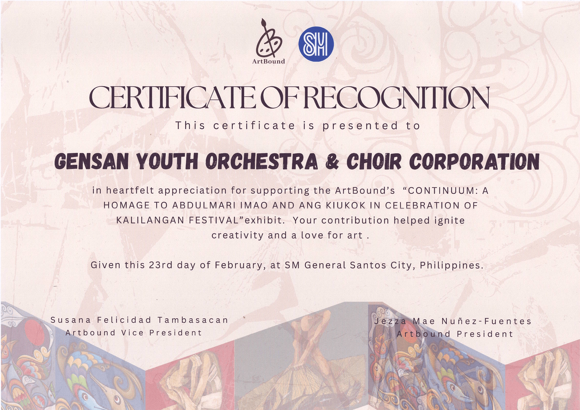 GYOCC Award Certificate