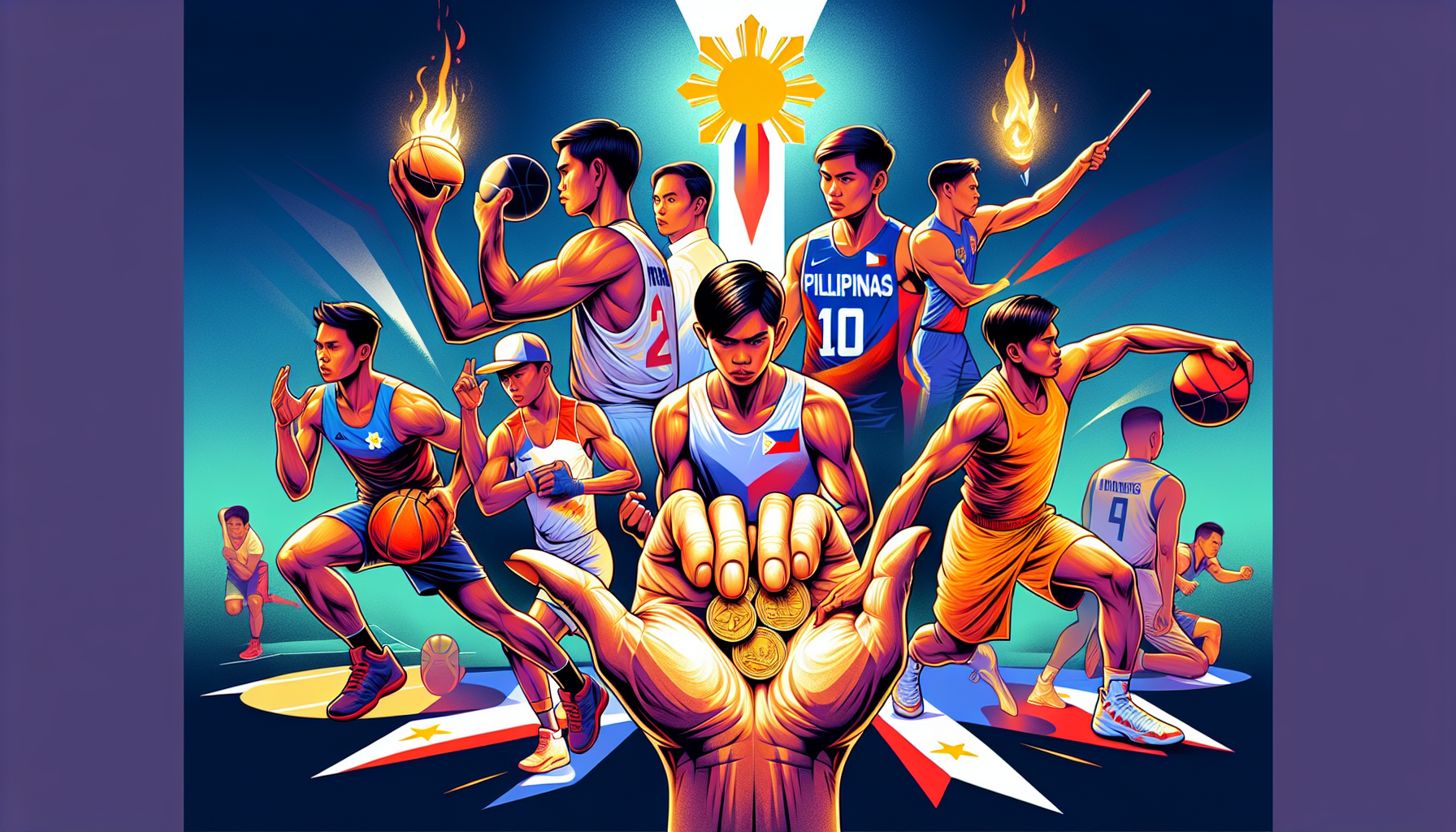 Illustration of Filipino athletes receiving financial support